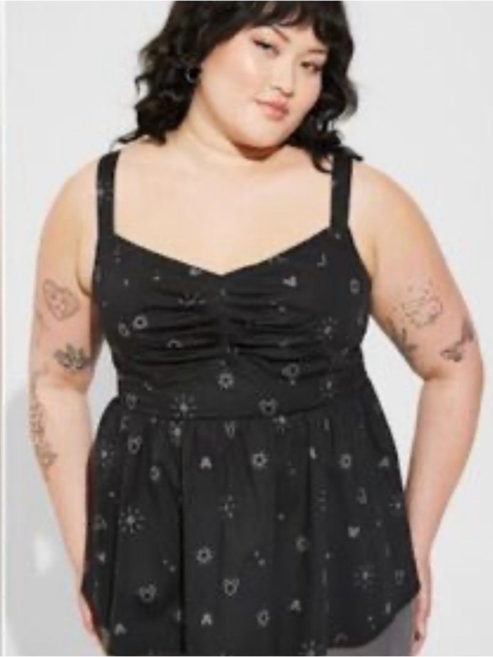 BNWT Torrid 2 Mickey Minnie Mouse Black Ruched Bust Tank Top